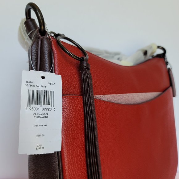 COACH Chaise Colorblocked Pebbled Leather Crossbody- Brick Red Multi-color ⭐ - Picture 15 of 16